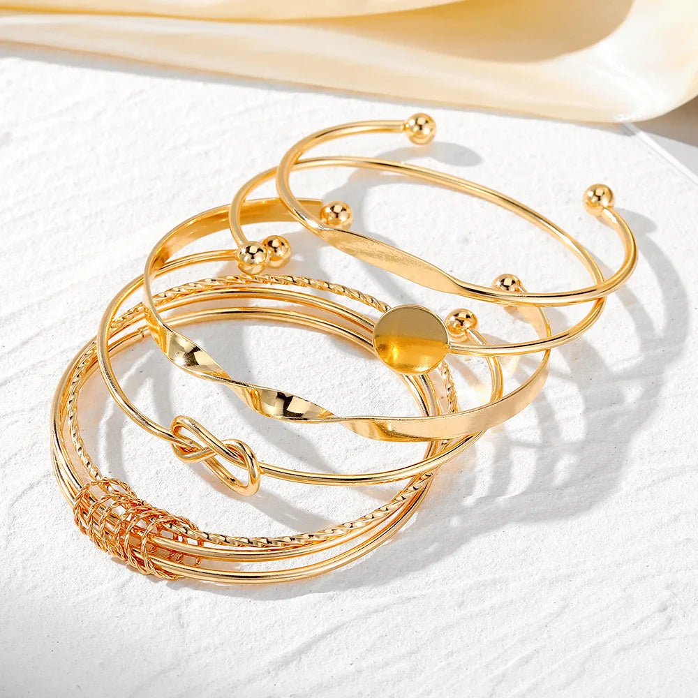 Punk Trendy Multilayer Bracelets for Female Elegant Delicate Twist Sparkling Adjustable Bangles Jewelry Couples Gifts