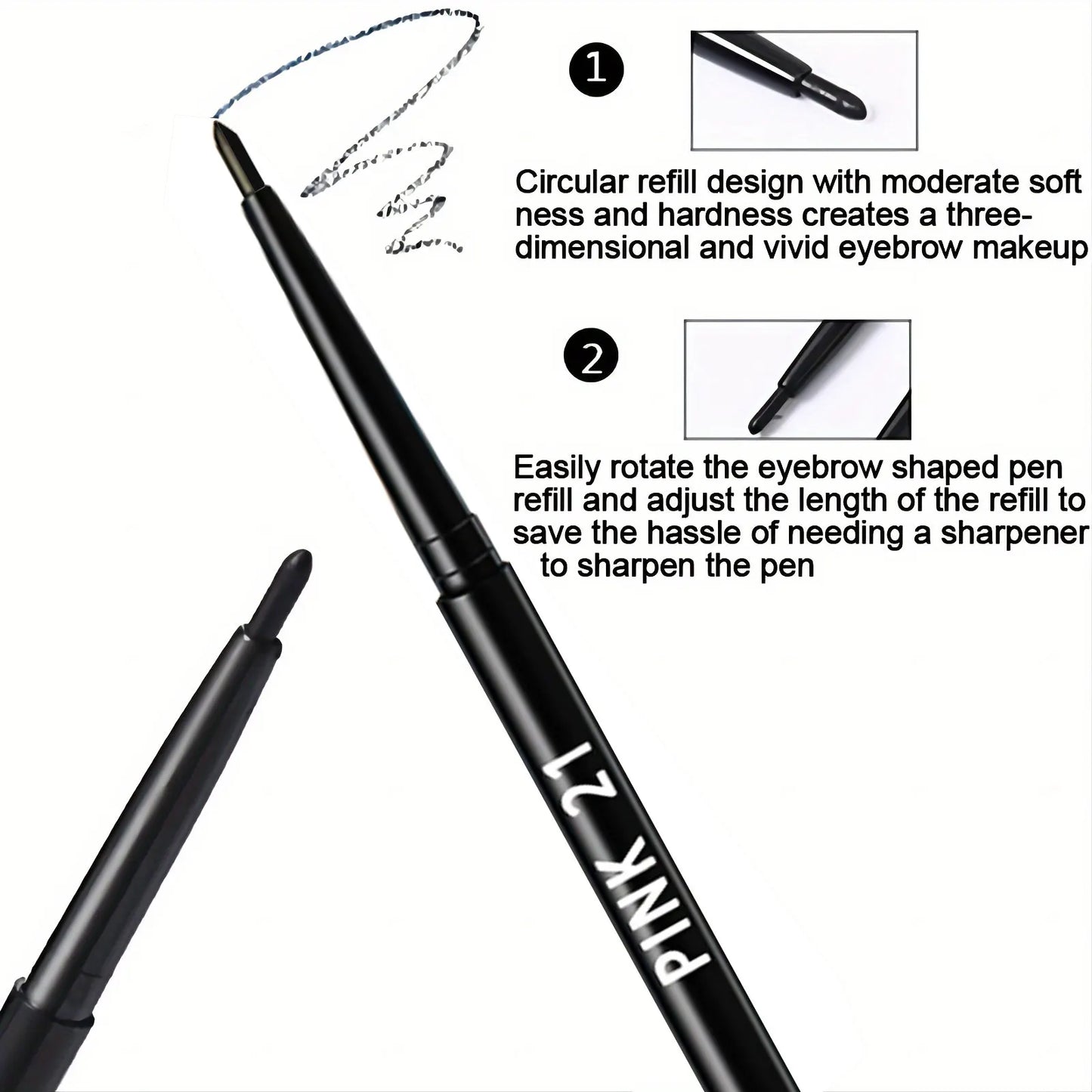 10Pcs Long-Lasting Black Eyeliner Pencils -Waterproof, Sweatproof and Smudge-Proof with Easy Twist Eyeliner Pencils