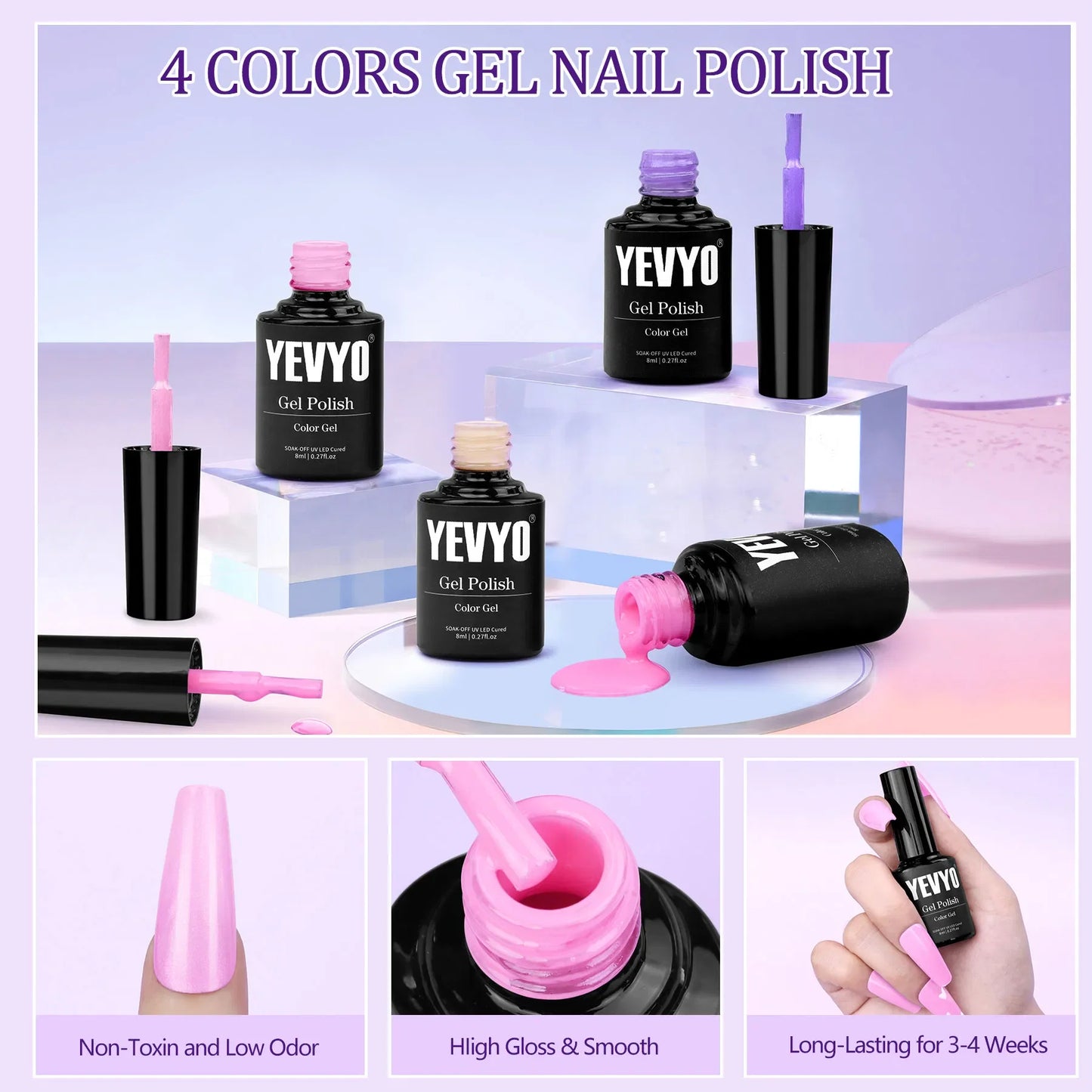 Acrylic Nail Kit with UV Lamp 4 Gel Polish Colors & 24 Glitter Colors FCJ Acrylic Powder & Monomer Liquid